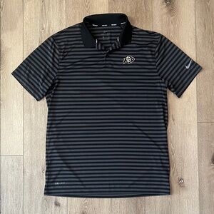 Nike Golf - Men's Dark Black and Gray Striped Polo Shirt CU Boulder
